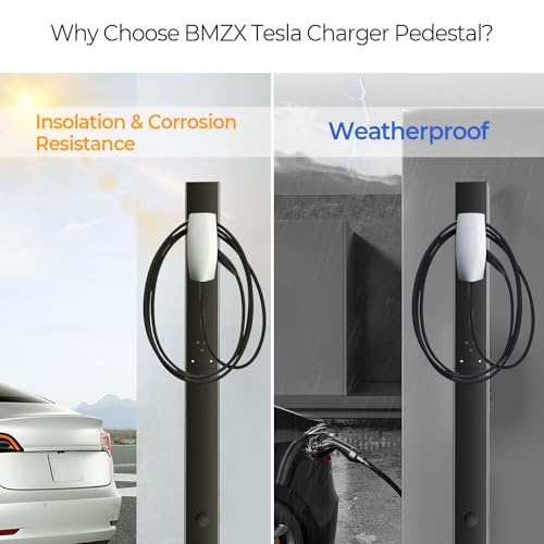 BMZX for Tesla Wall Connector Charger Pedestal Base Fits for Tesla Gen 3 Charging Station EV Mounted Cable Adapter for Tesla Charger Holder Charging Outdoor Indoor Organizer - Image 2