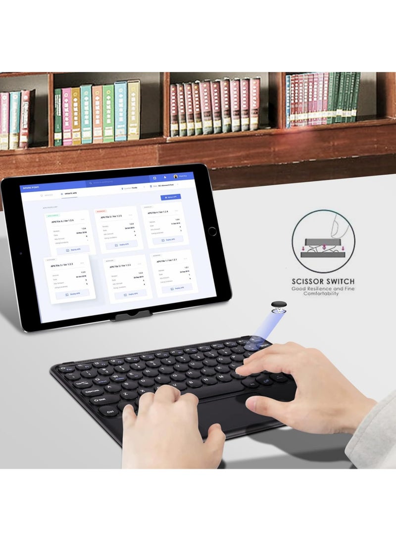 Rock Pow Wireless Bluetooth Keyboard with Touchpad 10 inch Portable Rechargeable Slim Keyboard for iPad Pro iPad Air iPad 9.7 iPad 10.2 iPad Mini and Other iOS Android Windows Tablet Computer and Phone Devices Universal - Image 3