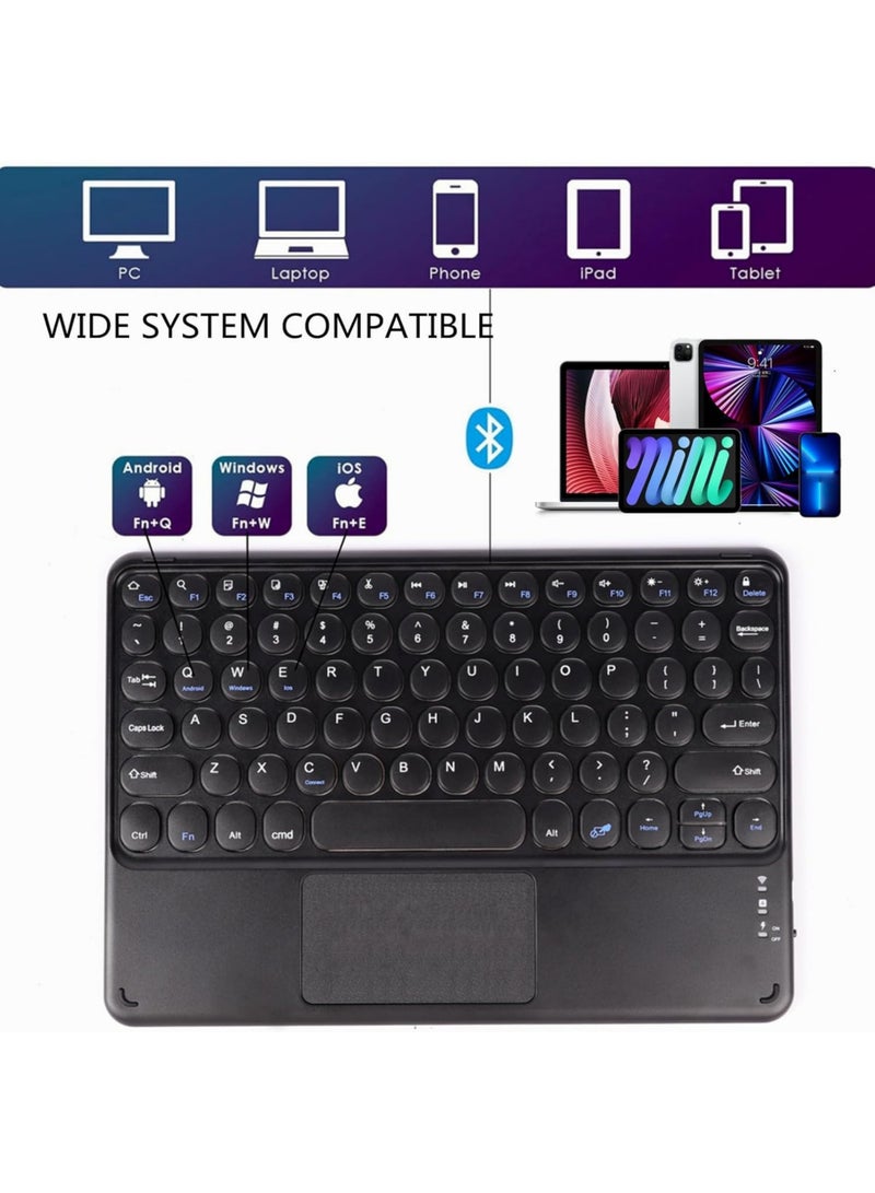 Rock Pow Wireless Bluetooth Keyboard with Touchpad 10 inch Portable Rechargeable Slim Keyboard for iPad Pro iPad Air iPad 9.7 iPad 10.2 iPad Mini and Other iOS Android Windows Tablet Computer and Phone Devices Universal - Image 2