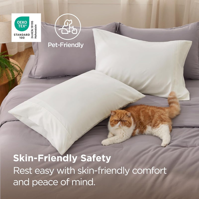 Bedsure Queen Pillow Cases Set of 2 - Ivory Brushed Microfiber Pillowcase 2 Pack, Super Soft Pillowcase, Cream Pillow Case Covers with Envelope Closure for Kids, Wrinkle, Fade Resistant, 20x30 Inches - Image 4