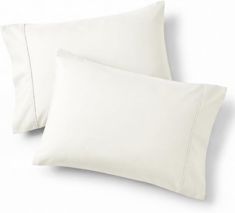 Bedsure Queen Pillow Cases Set of 2 - Ivory Brushed Microfiber Pillowcase 2 Pack, Super Soft Pillowcase, Cream Pillow Case Covers with Envelope Closure for Kids, Wrinkle, Fade Resistant, 20x30 Inches - Image 1