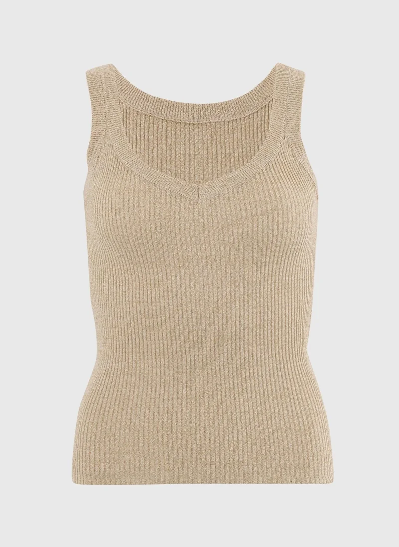 ماتلان Et Vous Bronze Sparkle Knitted Vest Top
