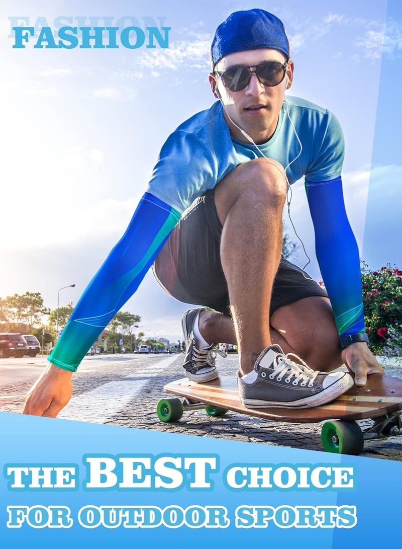 سيوسي 8 أزواج من الأكمام الرياضية للحماية من أشعة الشمس فوق البنفسجية، أكمام ذراع تبريد رياضية للرجال والنساء والمراهقين، أكمام رياضية تبريد لتغطية الذراع، غطاء ضغط من الحرير الجليدي - Image 2