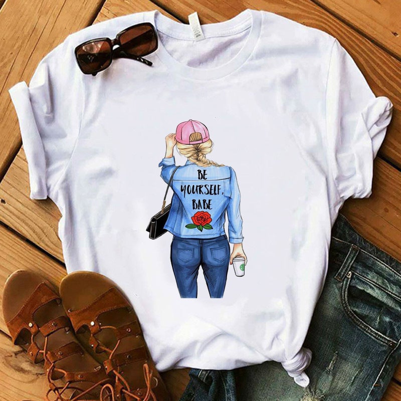 [Send on the same day] cross-border T-shirt women's short-sleeved printed T-shirt cartoon supply women's clothing - Image 2