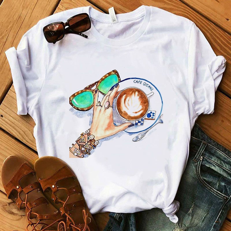 [Send on the same day] cross-border T-shirt women's short-sleeved printed T-shirt cartoon supply women's clothing - Image 4