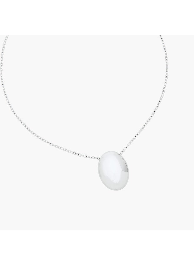 LIFESTYLE Silver Tone Pendant Necklace with Solid Design - Image 2