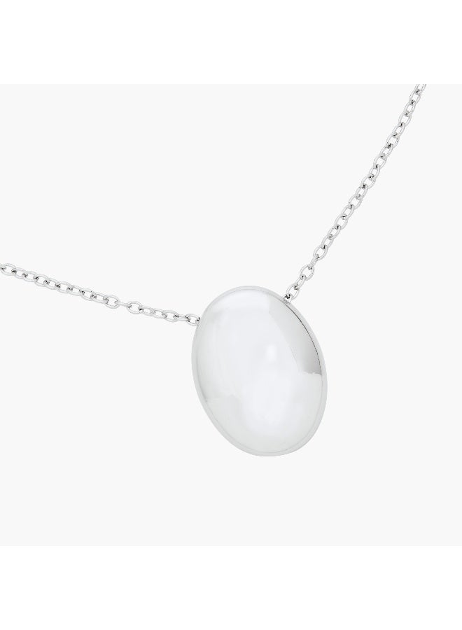 LIFESTYLE Silver Tone Pendant Necklace with Solid Design - Image 3