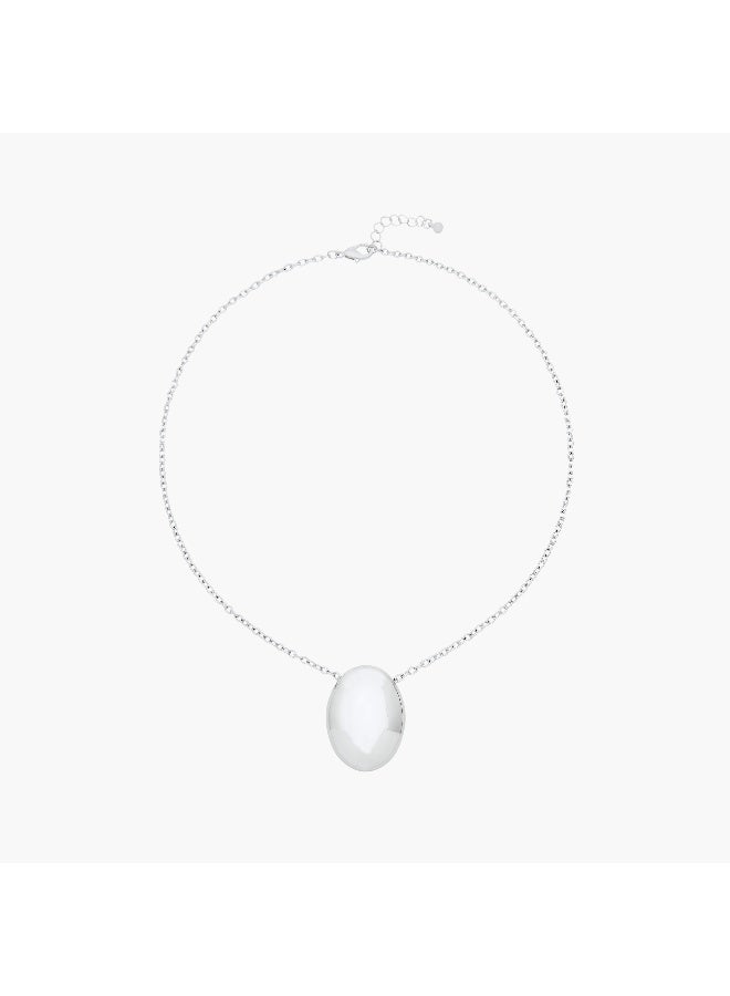 LIFESTYLE Silver Tone Pendant Necklace with Solid Design - Image 1