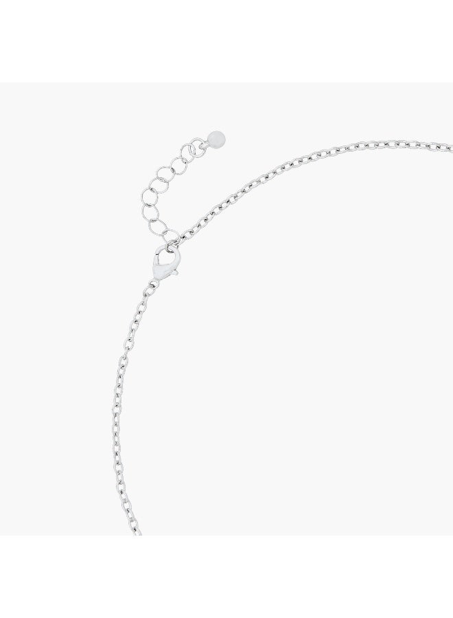 LIFESTYLE Silver Tone Pendant Necklace with Solid Design - Image 4