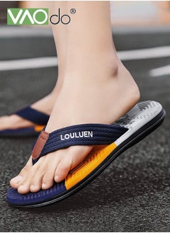 VAOdo Men's Slippers Stitching Color Foot Massage Non-slip Bottom Soft Rebound Flip Flops Suitable for Bathroom Beach Outdoor  - Image 2
