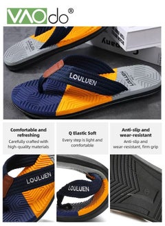 VAOdo Men's Slippers Stitching Color Foot Massage Non-slip Bottom Soft Rebound Flip Flops Suitable for Bathroom Beach Outdoor  - Image 5