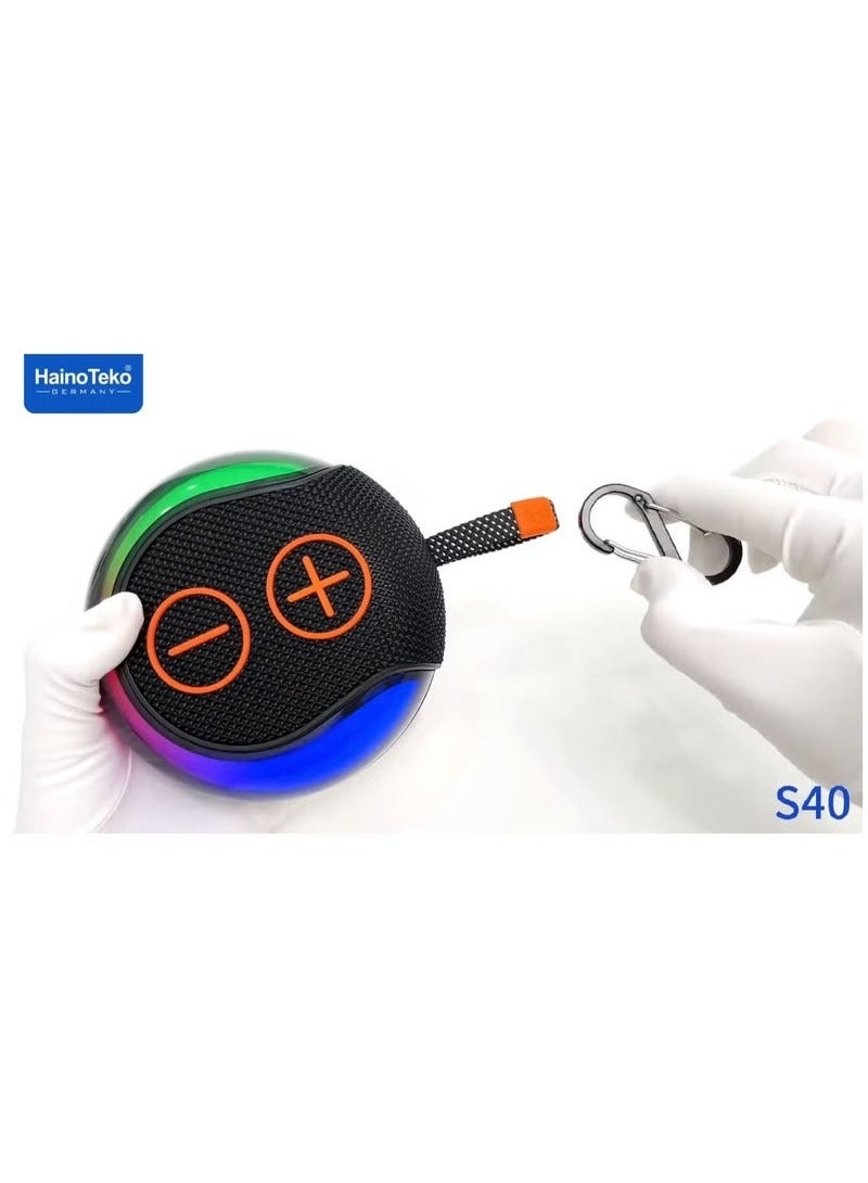 Haino Teko S40 Portable Wireless Bluetooth Speaker with HiFi Sound Quality, Button Control, and RGB Lighting – Compact, Stylish, and Rechargeable Bluetooth Speaker for Music, Outdoor Activities, Parties, Travel, and Home Entertainment – Loud Bass and Clear Audio  Green - Image 3