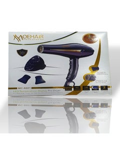 MoeHair Professional Hair Dryer MC-6601, Professional AC Motor 6600W for Strong and Steady Airflow, Comes with 3 Nozzles, Cool Shot Function to Fix Style After Finish, Multiple Heat Settings for Fast Hair Drying with Heat Damage Protection Styling Smooth and Wavy Hair, Perfect for Daily, Home or Salon Use  - Image 4