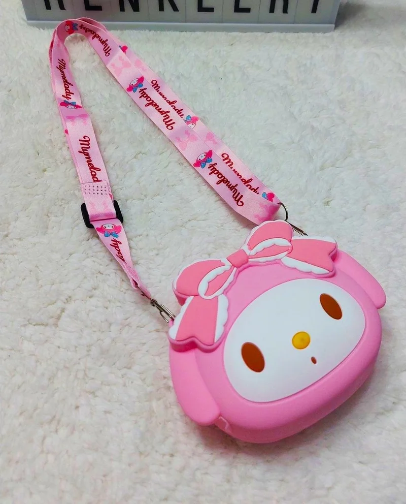 Mj Toys Melody Light Pink Hello Kitty Silicone Crossbody Bag Cartoon Melody Shoulder Bags Women Kids Handbag Coin Purse Storage Bag Gifts (From Overseas)