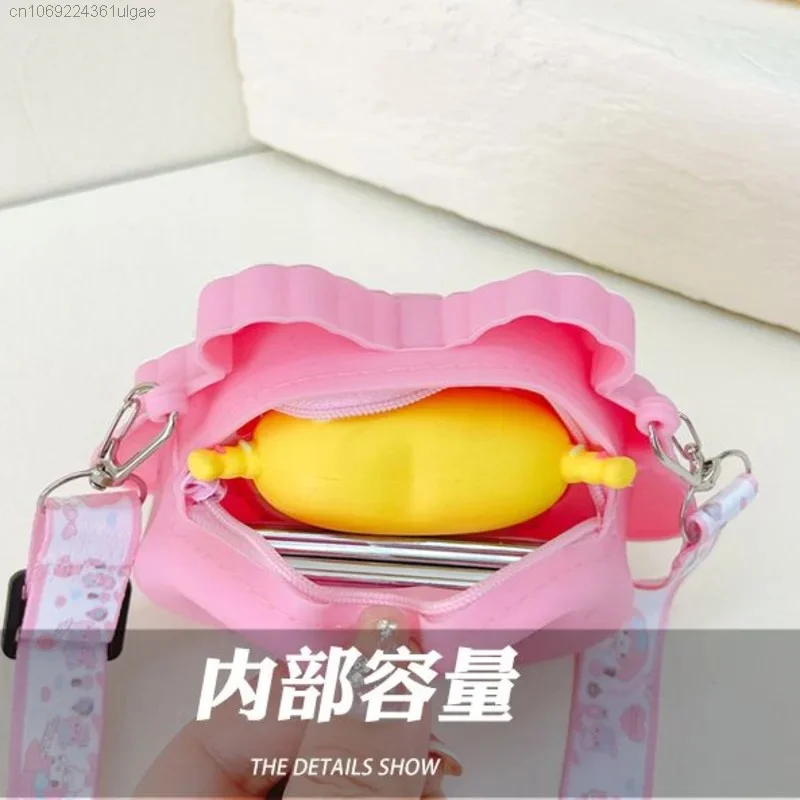 Mj Toys Melody Light Pink Hello Kitty Silicone Crossbody Bag Cartoon Melody Shoulder Bags Women Kids Handbag Coin Purse Storage Bag Gifts (From Overseas)