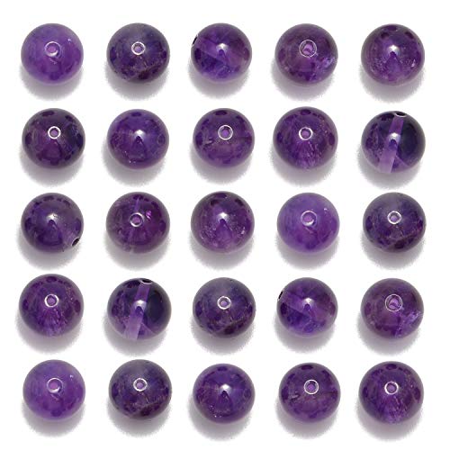 NCB 100pcs Original Natural Stone Beads Gemstone Round Loose Beads 6mm 8mm 10mm Amethyst 10mm 100Beads