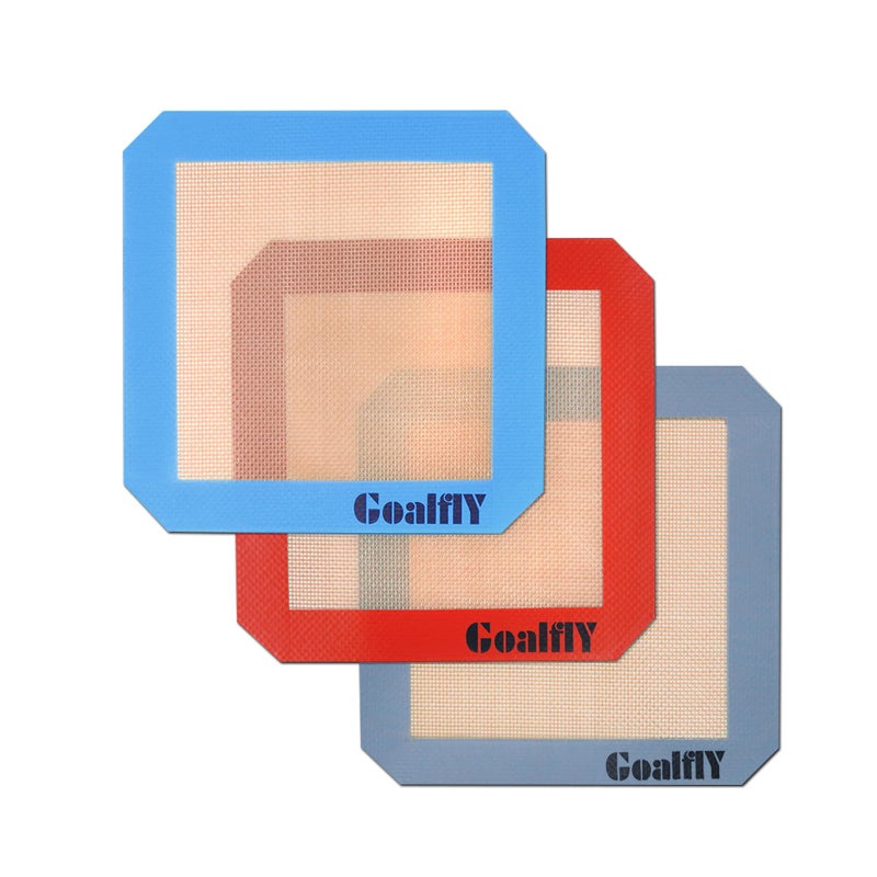 8 Inch Square Silicone Baking Mat Set of 3 Silicone Cooking Mat for 8 Inch Cake Pan Nonstick Silicone Mat for Baking Silicone Mat for Baking Sheet Red Blue Grey
