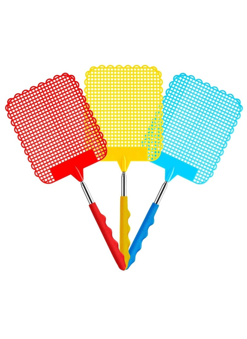 Generic - 3 Pack Extendable Fly Swatter Flexible Manual Swat Pest Control with Durable Stainless Steel Telescopic Handle, Adjustable Length - Image 1