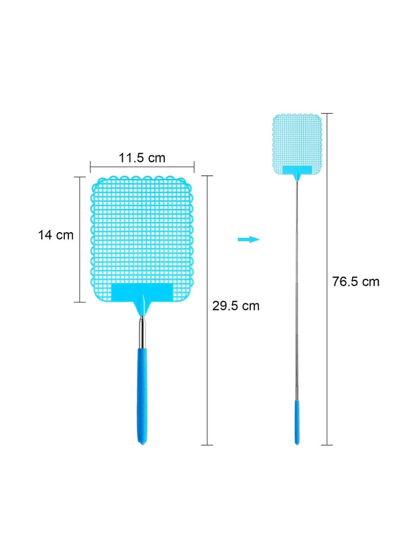 Generic - 3 Pack Extendable Fly Swatter Flexible Manual Swat Pest Control with Durable Stainless Steel Telescopic Handle, Adjustable Length - Image 1