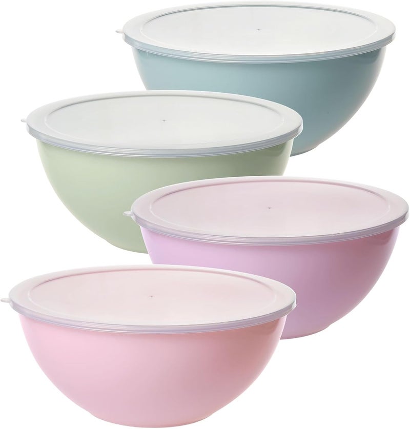 Greentainer 4-Piece Plastic Mixing Bowl Set for Kitchen, Nesting Storage Bowls for Baking, Prepping and Cooking, Dishwasher, Microwave Safe,Great for Mixing & Serving (Pink, 8.7 inch) - Image 1