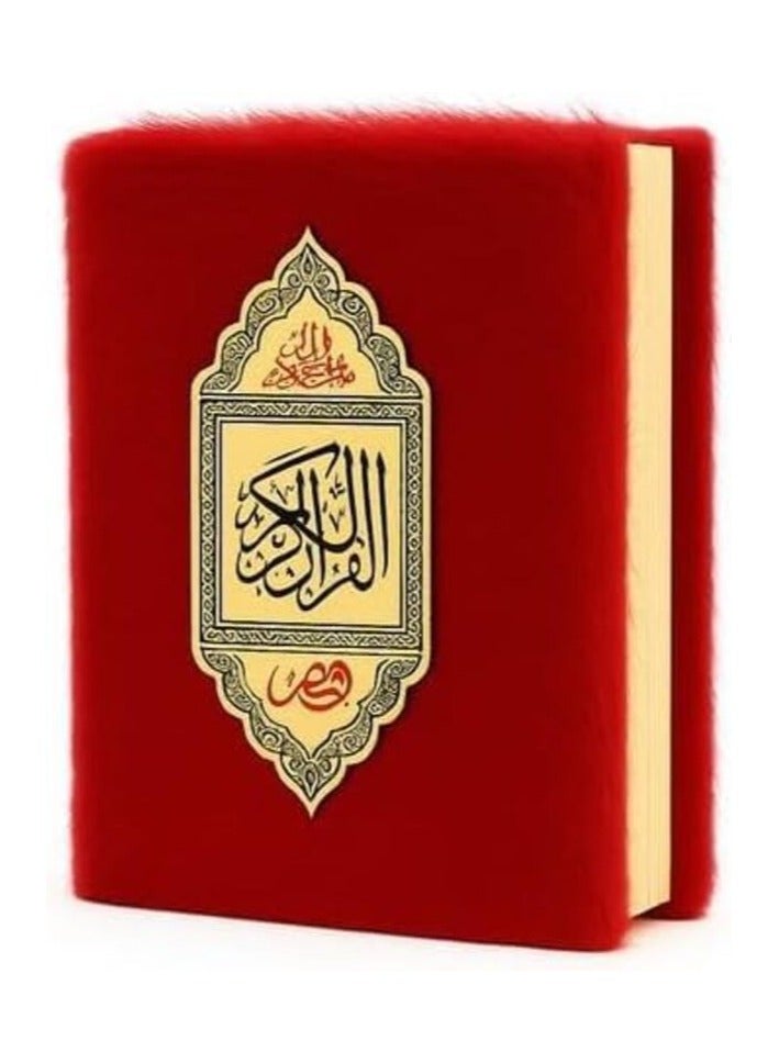 مصحف بغلاف فرو لون احمر مقاس 20*15 - Image 3