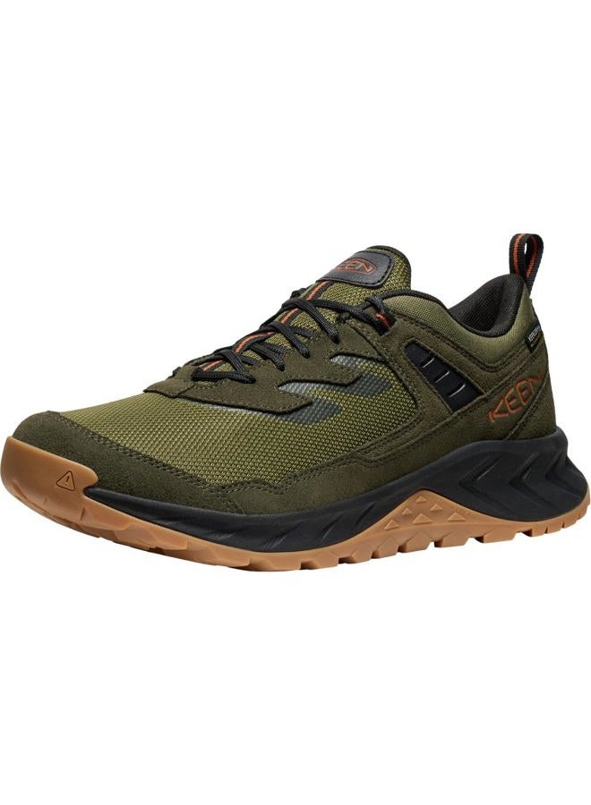 Keen Men's Hightrail Low Height Durable Lightweight Breathable Leather Waterproof Hiking Shoes, Winter Moss/Gold Flame, 47 EU - Image 1
