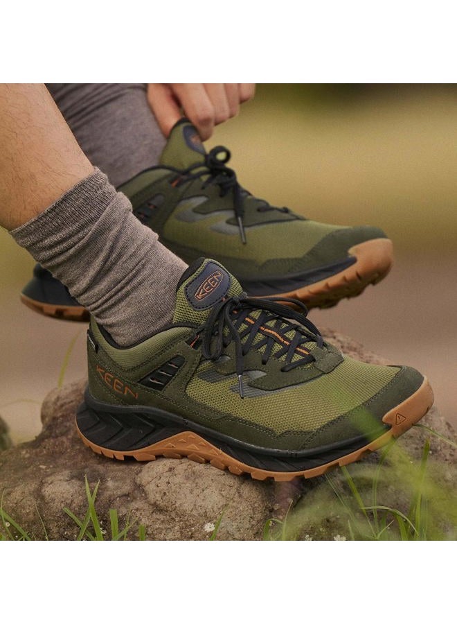 Keen Men's Hightrail Low Height Durable Lightweight Breathable Leather Waterproof Hiking Shoes, Winter Moss/Gold Flame, 47 EU - Image 2