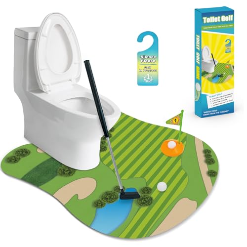 Wondrus Funny Mini Golf Gag Gifts for Men Golfer Toilet Golf Bathroom Game for Adults Unique Birthday Gifts for Dad from Daughter Son Fun White Elephant Gift Idea for Brother Husband Boys BoyfriendHim - Image 1