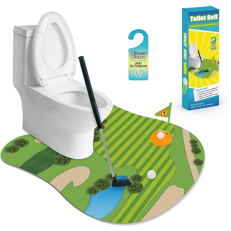Wondrus Funny Mini Golf Gag Gifts for Men Golfer Toilet Golf Bathroom Game for Adults Unique Birthday Gifts for Dad from Daughter Son Fun White Elephant Gift Idea for Brother Husband Boys BoyfriendHim - Image 3