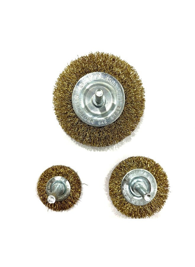 Jon Bhandari Tools 3pc Steel Wire Brush Set with Brass Coating & Spindle - Drill Attachment Wire Wheels for Rust, Paint & Corrosion Removal - Heavy Duty Rotary Brush Kit for Metal Cleaning - Image 3