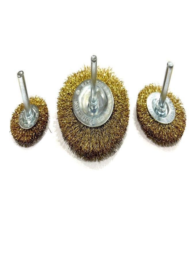 Jon Bhandari Tools 3pc Steel Wire Brush Set with Brass Coating & Spindle - Drill Attachment Wire Wheels for Rust, Paint & Corrosion Removal - Heavy Duty Rotary Brush Kit for Metal Cleaning - Image 2
