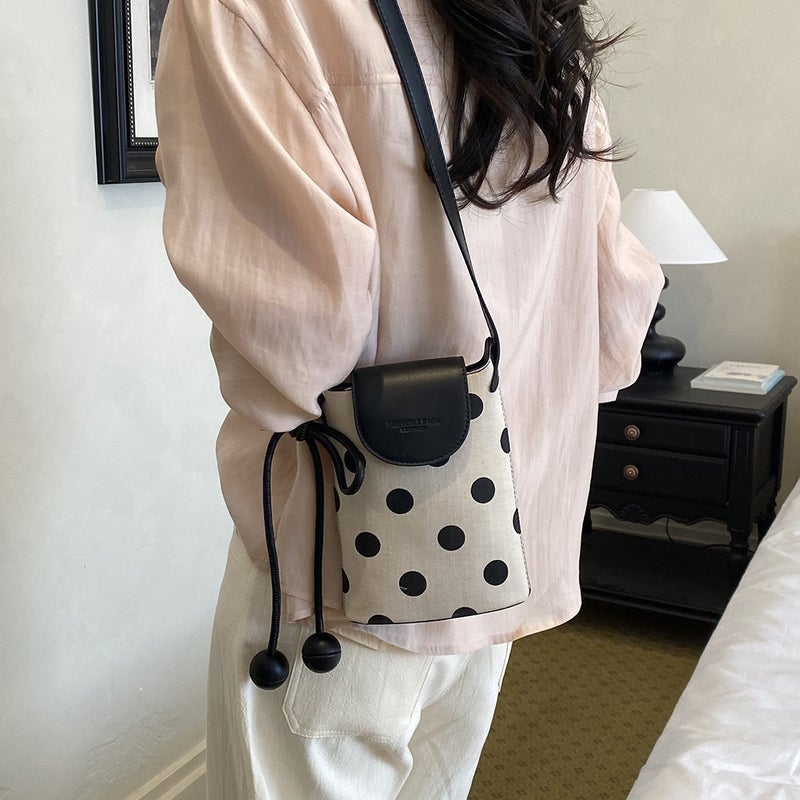 Korean Design Polka Dot Bucket Bag Crossbody - Image 1