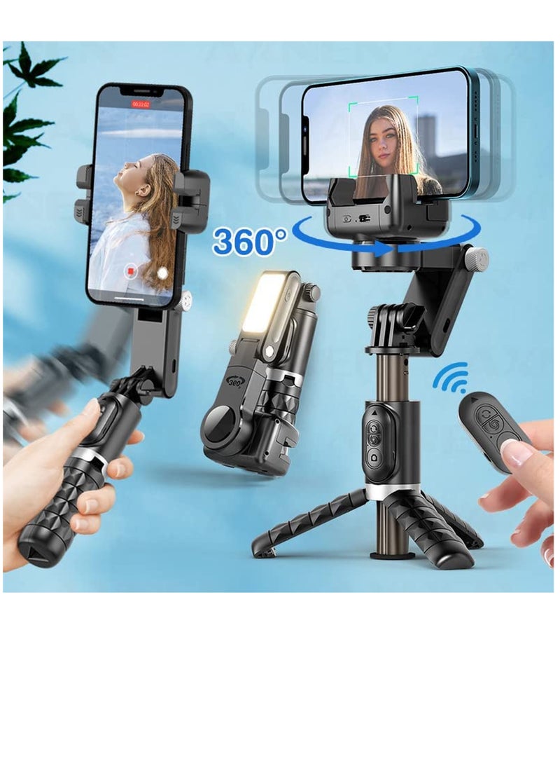شو وو - Q18 Fill Light Gimbal Stabilizer Selfie Stick Tripode مع تتبع الوجه ، دوران بزاوية 360 درجة ، تتبع وضع سطح المكتب عن بعد لتسجيل الفيديو للهواتف الذكية التي تعمل بنظام Android iPhone - Image 1