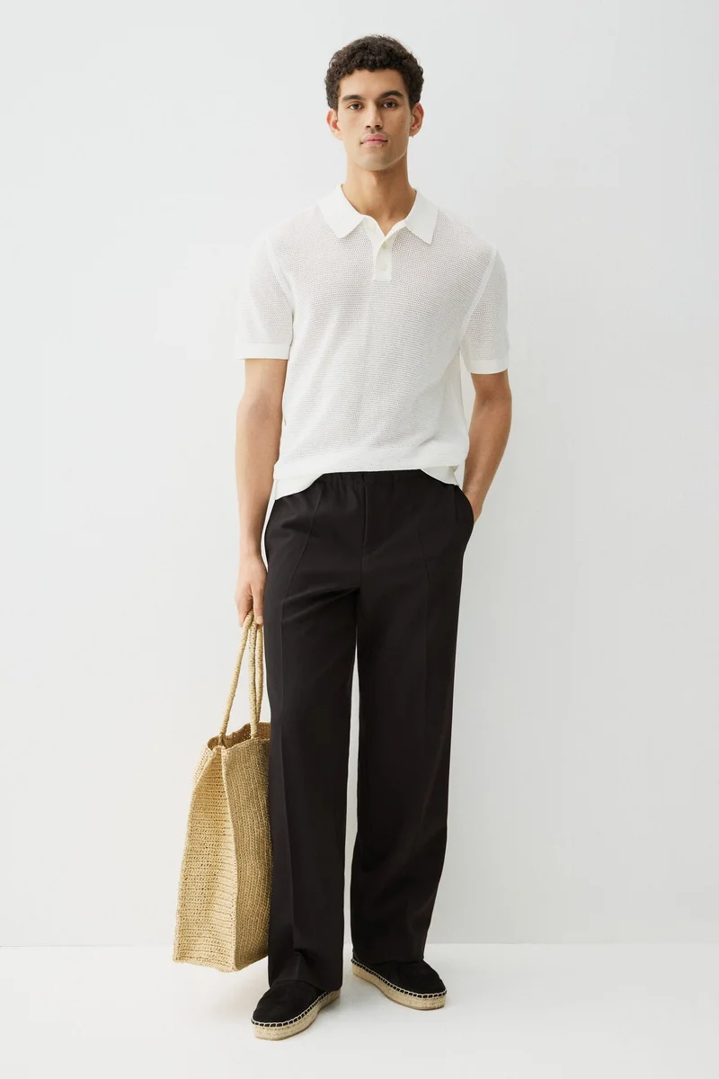 اتش اند ام تي-شيرت بولو بنمط ثقوب وقصّة عادية