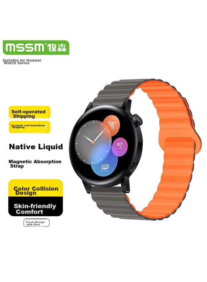 Mssm Compatible Liquid Silicone Magnetic Loop Strap For Huawei Watch 4 Pro/gt5/gt4/gt5 Pro 46/48mm Dial - 22mm - Image 1