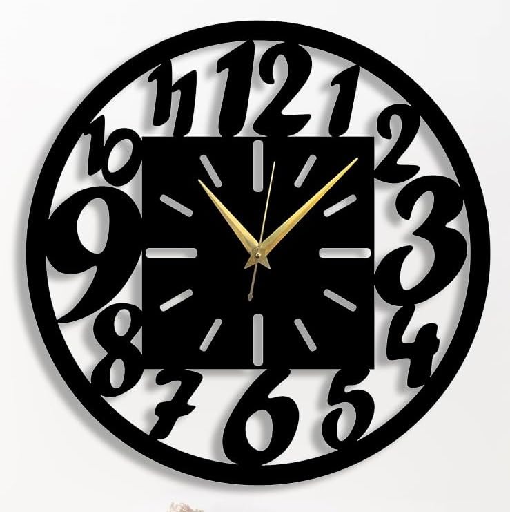 Reyox Material Metal Wall Clock Big Size Wall Clock Modern Clocks for Living Room Stylish Wall Clocks for Home Antique Big Size Modern Wall Watch for Home DecorBlack40 cm DA64