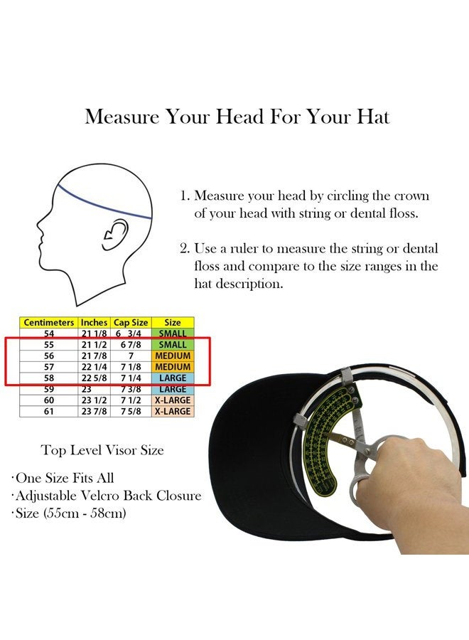 Top Level Sun Sports Visor Men Women - One Size Cap Hat, BLK, Black, One size - Image 4