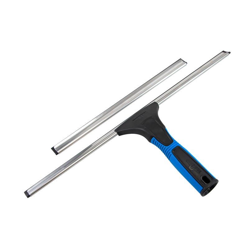 Unger Professional Connect and Clean 18â€ EZ Change Window and Glass Cleaning Squeegee, Large and Small Windows, Rubber Blade Tool for Streak-Free Results, Includes 12â€ Channel - Image 1
