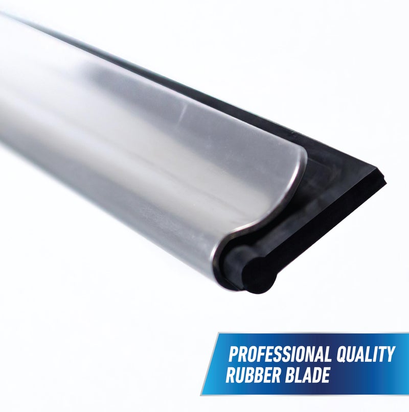 Unger Professional Connect and Clean 18â€ EZ Change Window and Glass Cleaning Squeegee, Large and Small Windows, Rubber Blade Tool for Streak-Free Results, Includes 12â€ Channel - Image 4