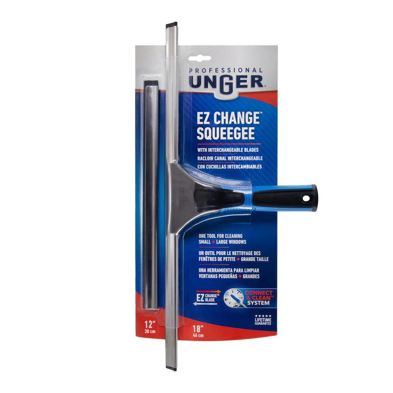 Unger Professional Connect and Clean 18â€ EZ Change Window and Glass Cleaning Squeegee, Large and Small Windows, Rubber Blade Tool for Streak-Free Results, Includes 12â€ Channel - Image 5