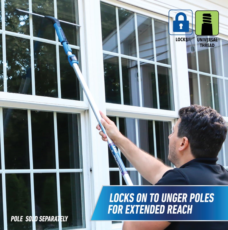 Unger Professional Connect and Clean 18â€ EZ Change Window and Glass Cleaning Squeegee, Large and Small Windows, Rubber Blade Tool for Streak-Free Results, Includes 12â€ Channel - Image 2