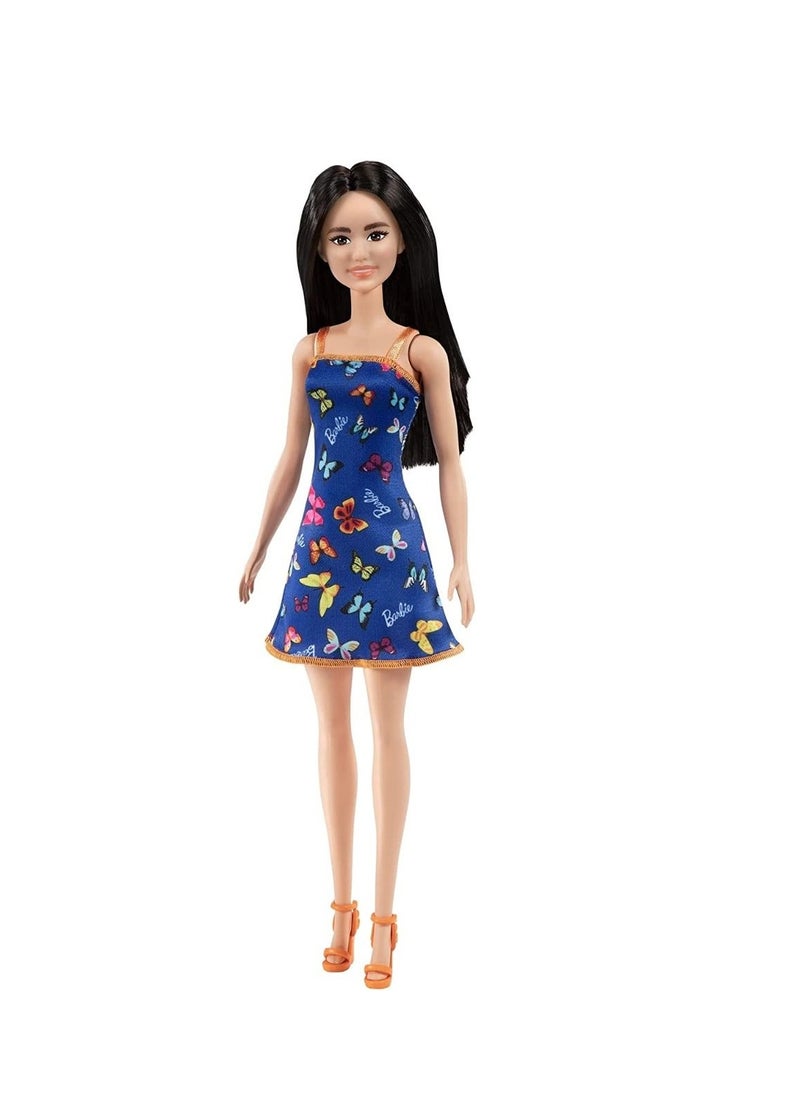Barbie Barbie Doll Blue Butterfly Print - Orange and Blue Dress  - Image 1