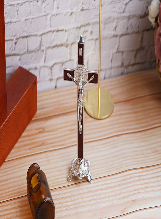 Calculs Metal & Wood Crucifix Table Cross - Catholic Table Cross With Stand For Prayers Home Decor 8" - Image 4