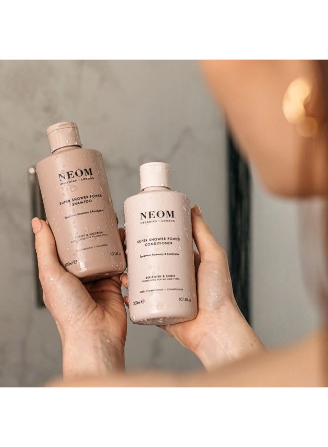 NEOM Super Shower Power Natural Shampoo, 300ml | Purifying Cleanser | Spearmint, Rosemary & Eucalyptus | For All Hair Types | Vegan - Image 3