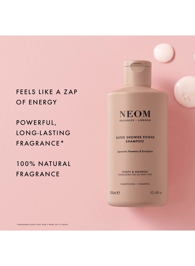 NEOM Super Shower Power Natural Shampoo, 300ml | Purifying Cleanser | Spearmint, Rosemary & Eucalyptus | For All Hair Types | Vegan - Image 4