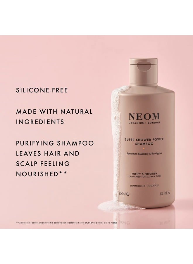 NEOM Super Shower Power Natural Shampoo, 300ml | Purifying Cleanser | Spearmint, Rosemary & Eucalyptus | For All Hair Types | Vegan - Image 2