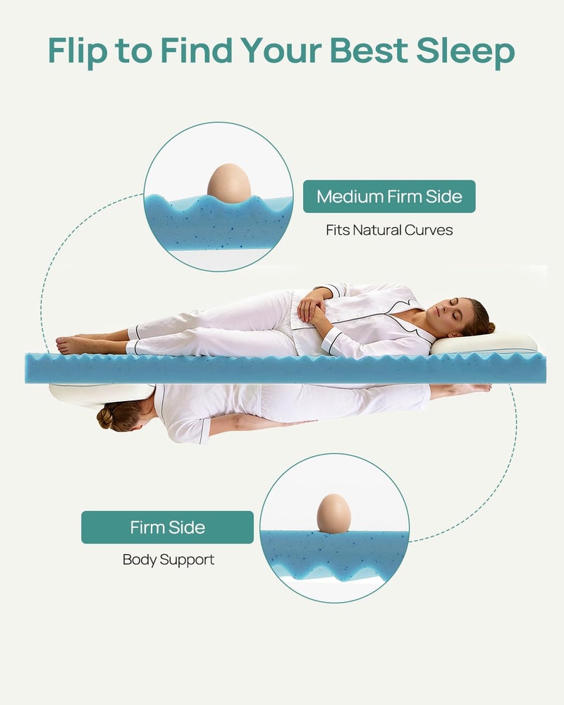 Releep 3 Inch Twin Gel Mattress Topper for College Dorm, Cooling Firm Bed Topper for Pressure Relief, Orthopedic Support Mattress Topper with Non-Slip Washable Cover, CertiPUR-US Dorm Bed - Image 3