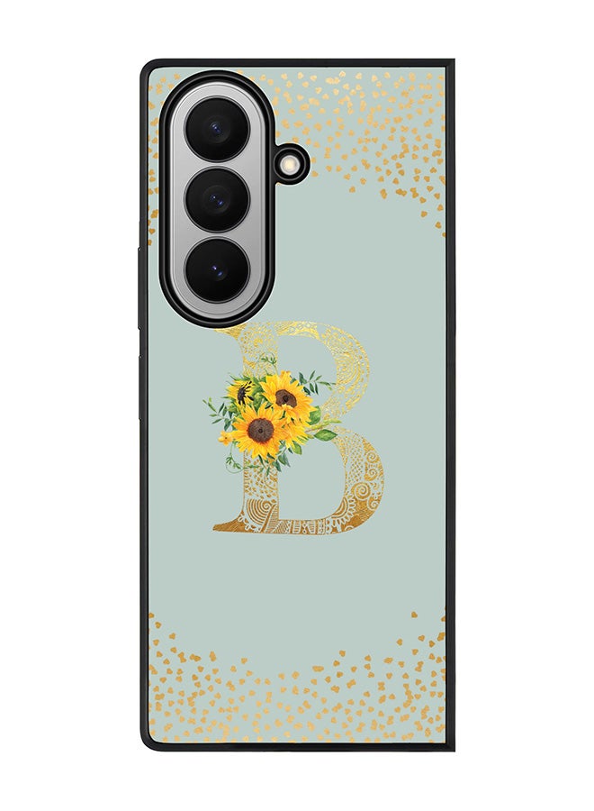 Stylizedd For Samsung Galaxy Z Fold7 Case,Slim fit Camera Protection, Shockproof Thin Phone cover  - Custom Floral Monogram - B  (Light Grey )
