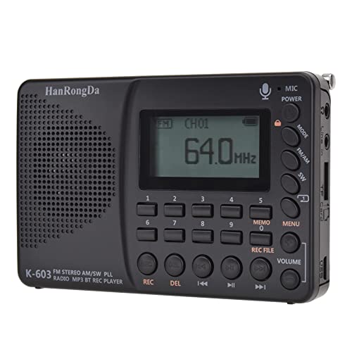 HanRongDa Shortwave Radio, AM FM SW Rechargeable Digital Radios Support Recording, Backlight LCD Display, Sleep Timer, Bass Speaker and TF Socket - Image 2