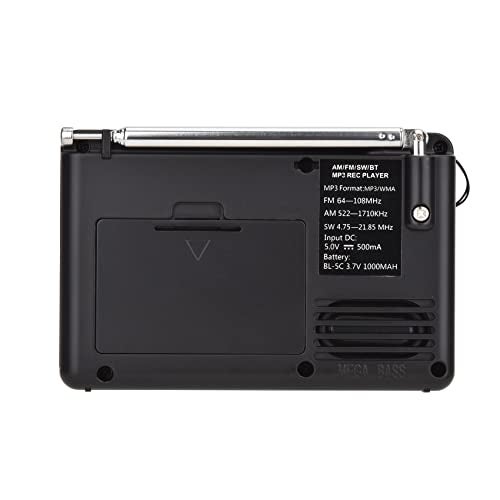 HanRongDa Shortwave Radio, AM FM SW Rechargeable Digital Radios Support Recording, Backlight LCD Display, Sleep Timer, Bass Speaker and TF Socket - Image 4
